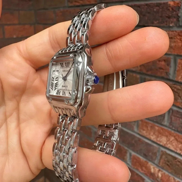 Panthere Classic Rectangle Stainless Steel Silver Watch - Picture 7 of 15